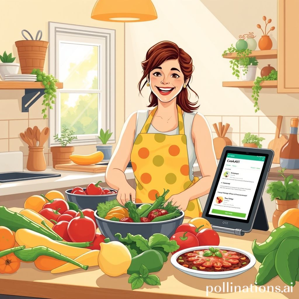 Woman happily cooking at home