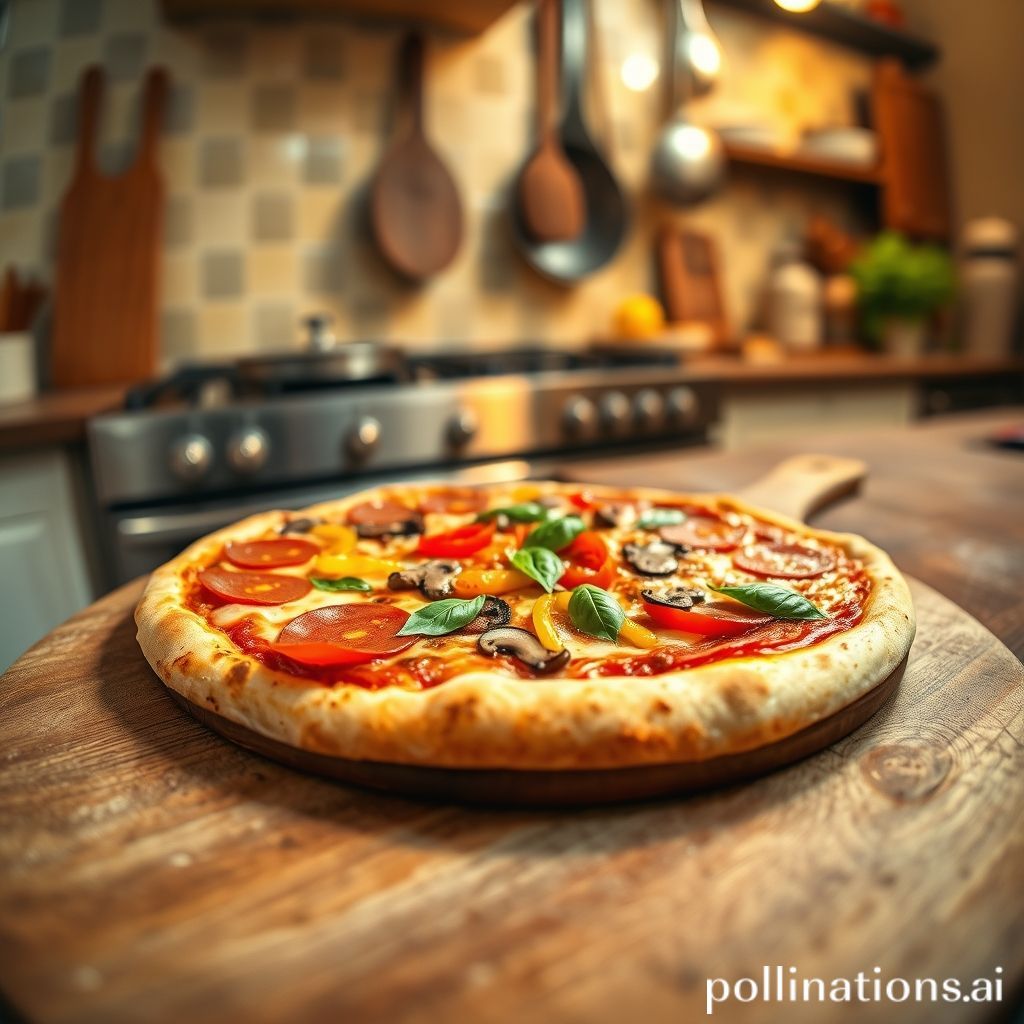 Delicious homemade pizza on a wooden board