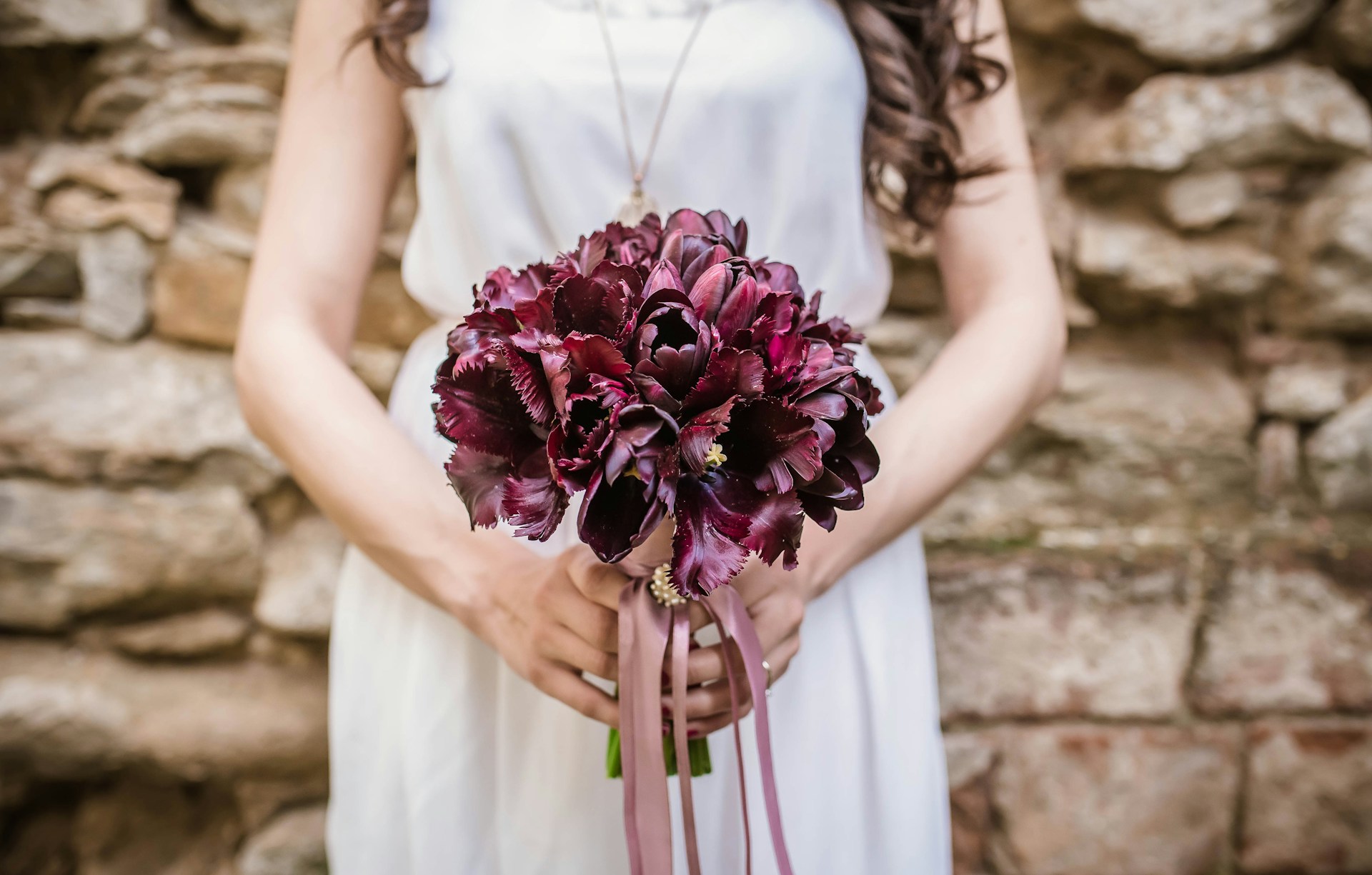 Bride with red flowers